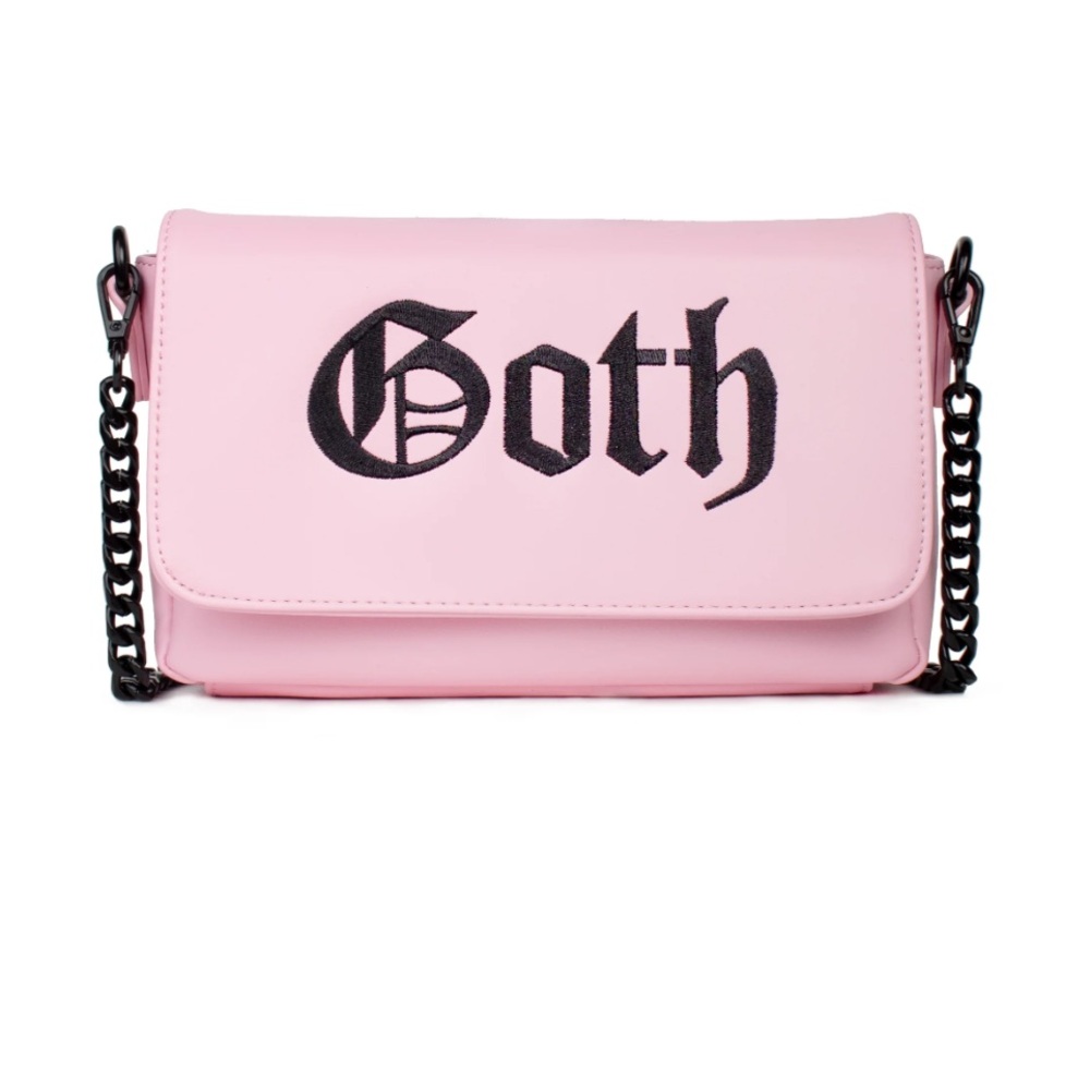 Goth Pink Crossbody Bag with Chain Strap